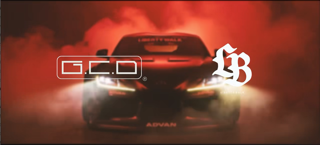 Selected final reveal output with GCD and Liberty Walk marks over the model car